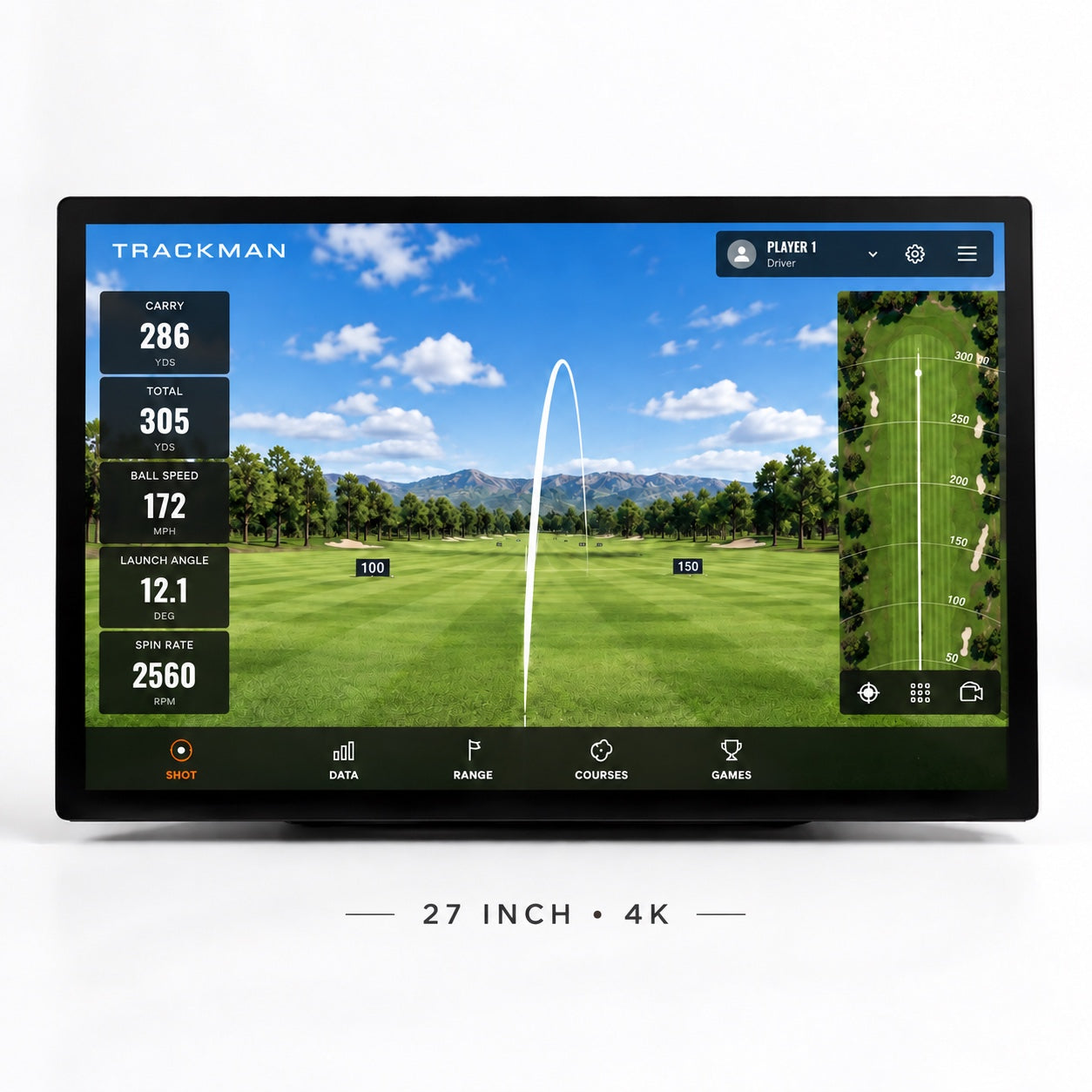27" 4K pekskärmsmonitor för golfsimulator