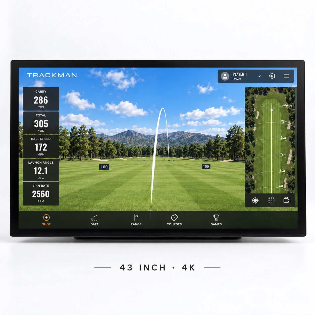 43" 4K pekskärmsmonitor för golfsimulator