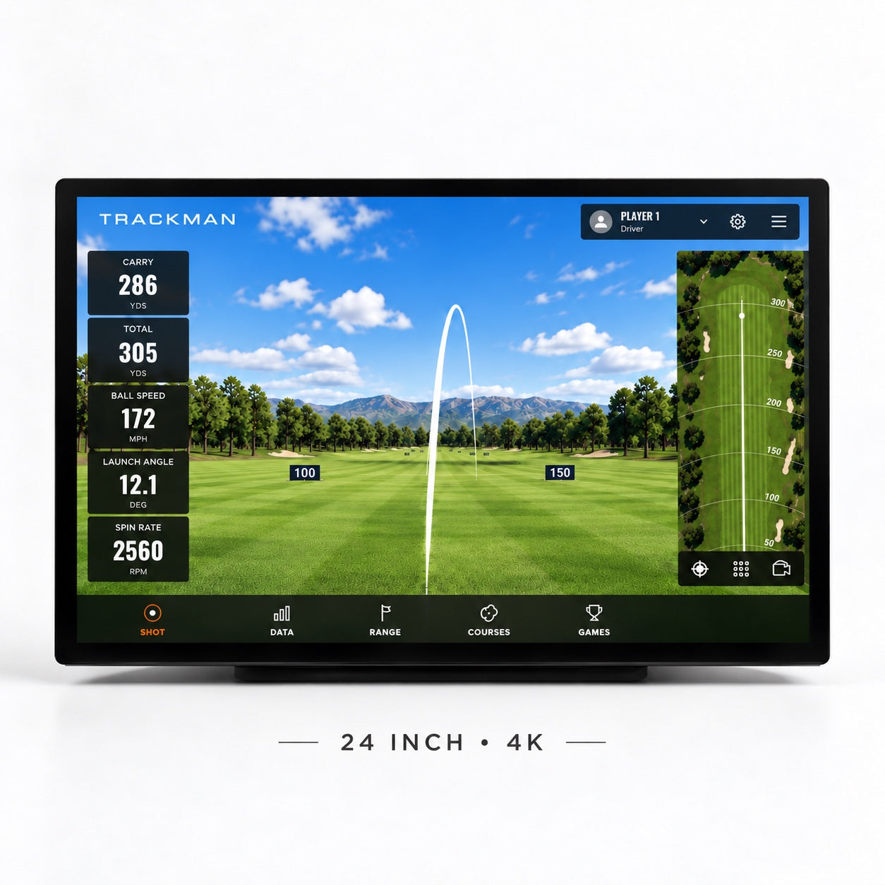 24" 4K-pekskärmsmonitor för golfsimulator